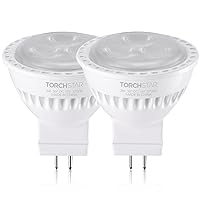 TORCHSTAR LED MR11 Bulbs, 25W Halogen Equivalent, 3W 2700K Soft White, Non-Dimmable, Outdoor Landscape Lighting Bulb, GU4 Base Spotlights, AC/DC 12V Low Voltage Recessed Track Lights, Pack of 2