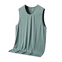 Ice Mesh Eye Fabric Tank Top for Men Comfortable Crewneck Cut Off Summer Vest Solid Breathable Lightweight