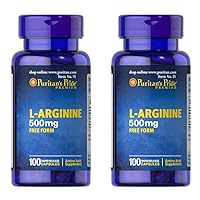 L-Arginine 500 mg, Heart Health Support, 100 Count (Pack of 2)