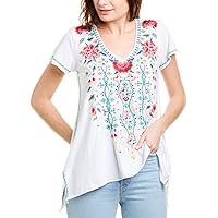 Women's Embroidered Draped T-Shirt