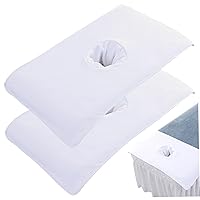 Massage Table Cover, 2pcs 16x32inch Soft Massage Bed Cover with Face Hole, Reusable SPA Beauty Bed Cover Towel, Massage Bed Sheet for Skin Care(White)