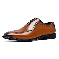 Plain Toe Comfortable Shoes Dress Lace-up Genuine Leather Oxfords for Men Classic Formal