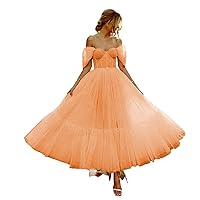 Women's Off Sholuder Prom Dresses Tull with A-Line Formal Evening Party Gowns Sexy Open Back Bridesmeid Dress