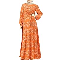 Plus Size Summer Dress for Women Crewneck Maxi Muslim Dress Short Dress with Long Overlay