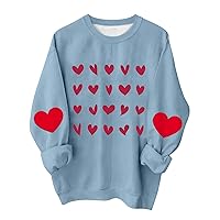 Valentines Shirt for Women, Women's Casual Fashion Valentine's Day Printing Long Sleeve Round Neck Pullover Top Blouse