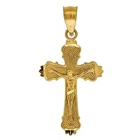 10k Gold Dc Unisex Cross Crucifix Height 25.1mm X Width 12.6mm Religious Charm Pendant Necklace Jewelry for Women