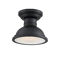 Westinghouse Lighting 6113200 Orson 9 Inch Vintage-Style One-Light Outdoor Semi Flush Mount Ceiling Light, Dark Sky Friendly, Textured Black Finish, Frosted Prismatic Lens