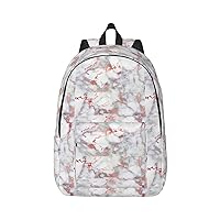 White Marble Rose Gold Large Capacity Backpack, Men'S And Women'S Fashionable Travel Backpack, Leisure Work Bag,