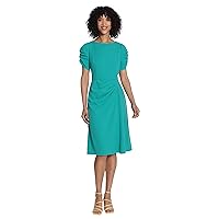 Maggy London Women's Ruched Sleeve and Side Waist Detail Scuba Crepe Fit and Flare