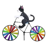 Cat Dog Bike Wind Spinner Bike Garden Wind Spinner Ornaments Cute 3D Animal Sculpture Bicycle Spinner Windmill for Lawn (Black Cat)
