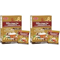 Pocas Honey Ginger Tea - Instant Tea Powder Packets with Cinnamon & Ginger Honey Crystals Tea, Non-GMO/Gluten Free/Caffeine Free Tea, 20 Count (Pack of 2)