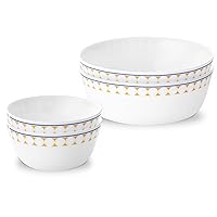 Corelle MilkGlass 4-PC (12 & 46 OZ) Glass Bowl Set, Great For Soup, Cereal, Ramen, Rice, Dessert, Microwave and Dishwasher Safe, Harmony