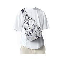 SEAFEW Small Tactical Sling Bag Crossbody Backpack Shoulder Bag for Men Women, Daypack Anti-Theft Cross Body Motorcycle Chest Bags, One Strap Backpack for Walking Biking Travel Cycling Leaf White