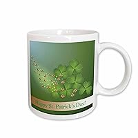 3dRose Beautiful Green And Gold Shamrocks Happy St Patrick's Day Ceramic Mug, 11 oz, Multicolor