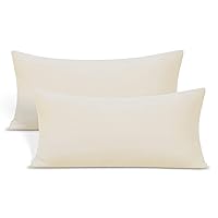 2-Pack Stretch Pillow Cases - Jersey Knit & Ultra Soft Envelope Closure Pillowcases T-Shirt Like Microfiber Blend - Suitable for Queen or Standard Size Set of 2, Beige