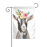 Cute Baby Goat Flower Garden Flag Yard Flags 12 X 18 Inch, Double Sided Outdoor Decoration Flag Welcome Flag Banner For Porch Farmhouse Home
