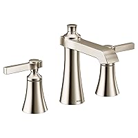 Moen TS6984NL Flara Two-Handle 8 in. Widespread Lever Handle Bathroom Faucet Trim Kit, Valve Required, Polished Nickel