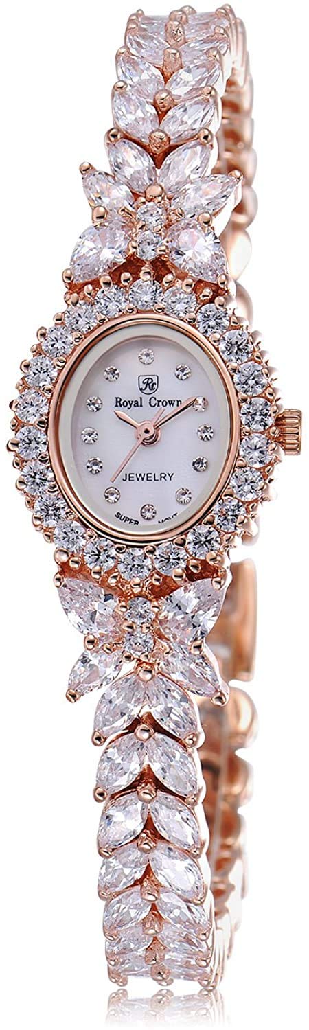 RC Royal Crown Women Crystal-Accented Luxury Watch (Rose Gold)