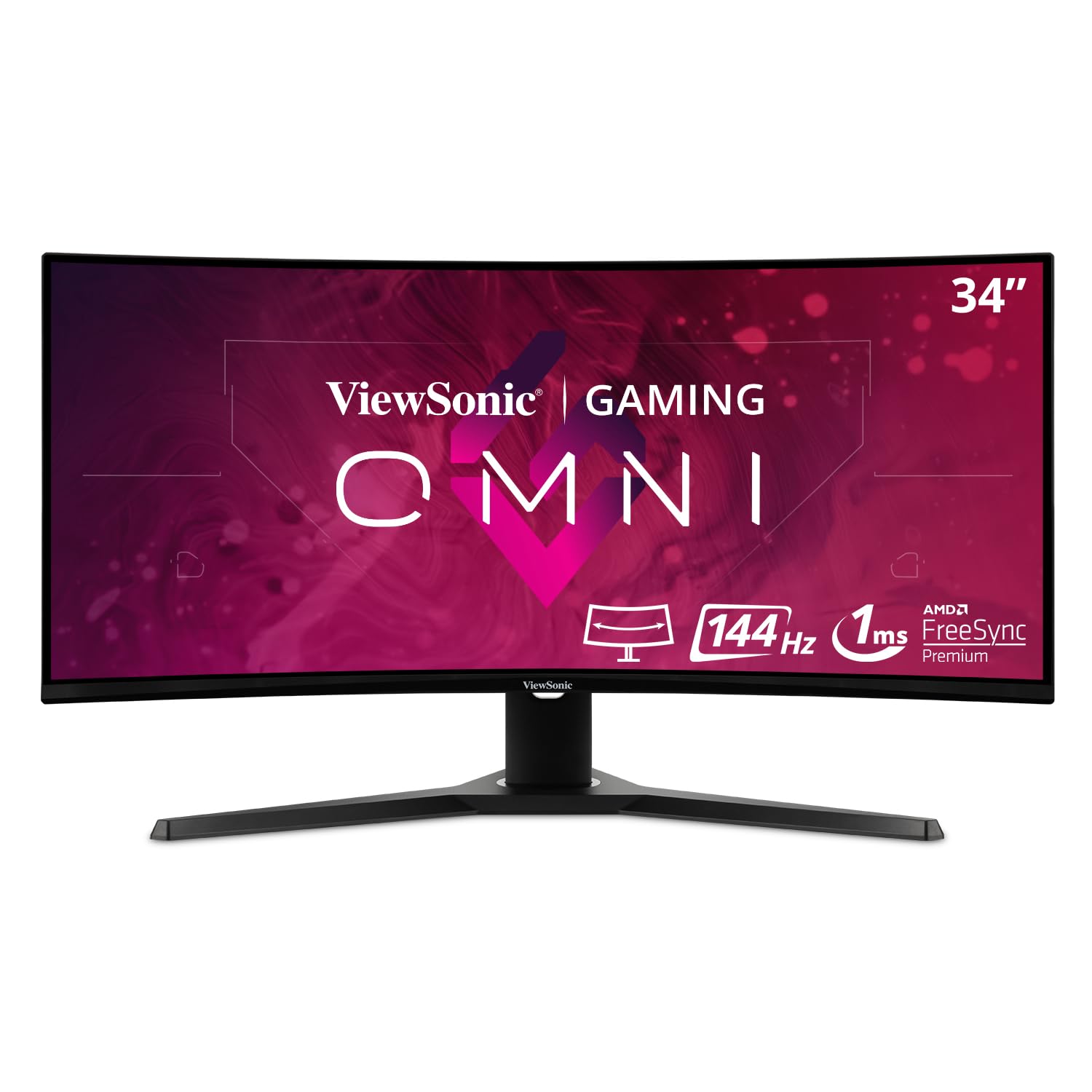 ViewSonic OMNI VX3418-2KPC 34 Inch Ultrawide Curved 1440p 1ms 144Hz Gaming Monitor with Adaptive Sync, Eye Care, HDMI and Display Port, Black