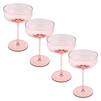 Karma Mid Century Champagne Coupe, Four Pack Set, Blush