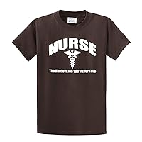Nurse T-Shirt Nursing The Hardest Job You Will Ever Love RN LPN CNA Hospital Tee Unisex Shirt-brown-4xl