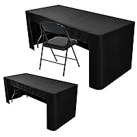 2 Pack Black Tablecloth 6 Foot-Open Back Fitted Tablecloth Rectangle Table Fitted, Washable Fabric Trade Show Table Cover for Folding Table, Craft Show, Display, Parties, Wedding, Events