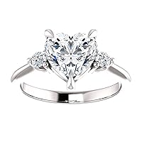 2.09 Carat Heart Moissanite Engagement Ring Wedding Eternity Band Vintage Solitaire 4-Prong Setting Silver Jewelry Anniversary Promise Vintage Ring Gift for Her