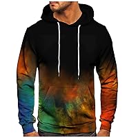 Mens Hoodies Oversized Tie Dye Hoodie Men 3D Colorful Print Cool Fleece Long Sleeve Pullover Hooded Sweatshirt