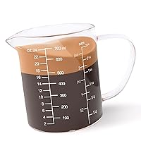 Newness Glass Measuring Cup with Handle, 700 ML (0.7 Liter, 2 3/4 Cup) Measuring Cup with Three Scales (OZ, Cup, ML/CC) and V-Shaped Spout, Measuring Beaker for Kitchen or Restaurant, Easy to Read