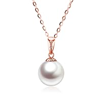 14K Gold Pearl Necklaces for Women with 18k Gold Pendant (Freshwater Cultured Pearl), Real Gold Present for Her, Jewelry Gifts for Mother Wife Girlfriend, 16
