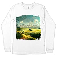 Landscape Scene Long Sleeve T-Shirt - Botanical T-Shirt - Graphic Long Sleeve Tee Shirt