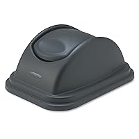 Rubbermaid Commercial Products Swing Top Wastebasket Lid, Compatible with 41QT/10.25G RCP Wastebaskets, Polypropylene, Black (FG306700BLA), Lid Only