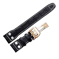 For IWC Pilot Mark series Watch band genuine leather strap accessories male rivet cow leather wristband 22mm Watchbands