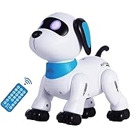 Remote Control Robot Dog Toy, Programmable Interactive & Smart Dancing Robots for Kids 5 and up, RC Stunt Toy Dog with Sound LED Eyes, Electronic Pets Toys Robotic Dogs for Kids Gifts Blue