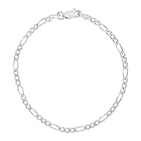 DECADENCE Solid 925 Sterling Silver 3.50mm Figaro Chain for Men with Lobster Claw Clasp | 7