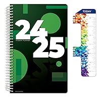 Global Datebooks Dated Middle School or High School Student Planner for Academic Year 2024-2025 Includes Ruler/Bookmark and Planning Stickers (Block Style - 5.5