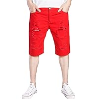 Andongnywell Men's Short Jeans Broken Distressed Straight Leg Ripped Denim Shorts with Holes with Pockets Zipper