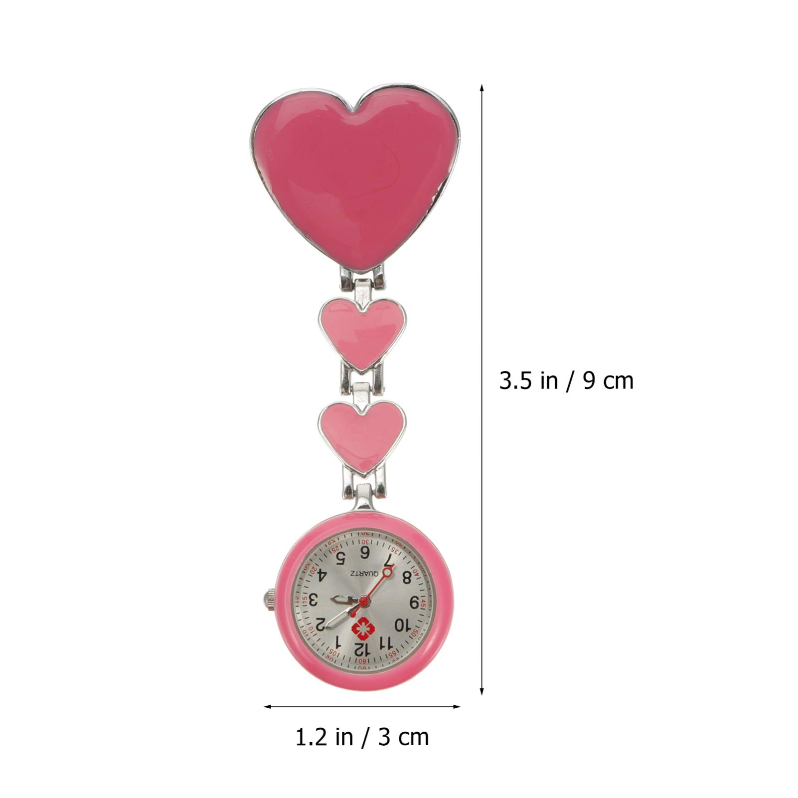 Hemobllo Nurse Watch Doctor Clip on Hanging Lapel Nurse Pocket Watches Paramedic Brooch Clip on Watch Luminous Heart Shape Beige