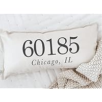 Personalized Lumbar Pillow - Zip Code - Handmade in the USA, home decor, wedding gift, engagement present, housewarming gift, cushion cover, throw pillow