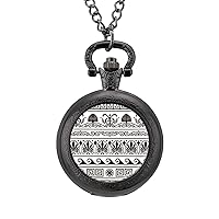Antique Greek Borders Pocket Watches for Men with Chain Digital Vintage Mechanical Pocket Watch