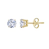DECADENCE 925 Sterling Silver 5mm White Gold Plated Round AAA Cubic Zirconia Soltaire Stud Earrings For Women