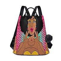 ALAZA Young African American Woman with Lips Backpack with Keychain for Woman