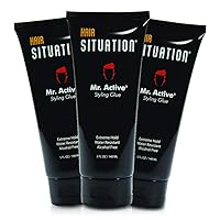 Hair Situation Mr. Active Styling Glue Hair Gel for Men – Water Resistance, Extreme Hold, Non-Flaking & Alcohol Free (3 Pack)