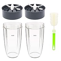 32oz Cup and Extractor Blade Replacement Parts Blender Accessories Compatible with Nutribullet 600W/900W Models (4 Packs)