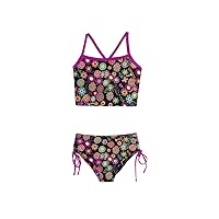 PattyCandy Girls Beach Swimwear Colourful Flowers Floral Pattern 2-Piece Bikini Swimsuit Set