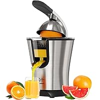 Premium Electric Orange Juicer | Stainless Steel Citrus Squeezer With New Ultra-Powerful Motor and Soft Grip Handle for Effortless Juicing, Auto Shutoff, Dishwasher-safe Parts, Pulp Control