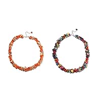 SHOP LC DELIVERING JOY Orange & Multicolor Shell Beads Beaded Choker Necklace 20-23