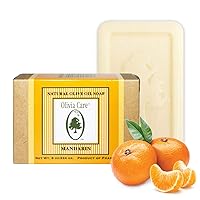 Olivia Care Mandarin Bar Soap - Organic, Vegan & Natural | Pure Olive Oil | Hydrates, Moisturizes & Deep Cleans | Good for Sensitive Dry Skin | Made in USA