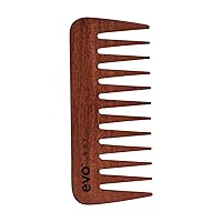 Evo Roy Wide Tooth Comb for Professional Styling Salon Hair - Professional Quality, Detangling, Smoothing & Styling Wooden Brush