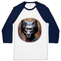 Halloween Wolf Print Baseball T-Shirt - Halloween T-Shirt - Scary Tee Shirt